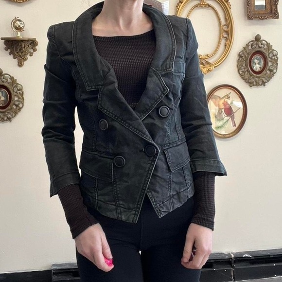 Vero Moda Jackets & Blazers - Vero Moda Vintage Y2K Goth Double Breasted Denim Jacket Extra Small Blue  Cotton